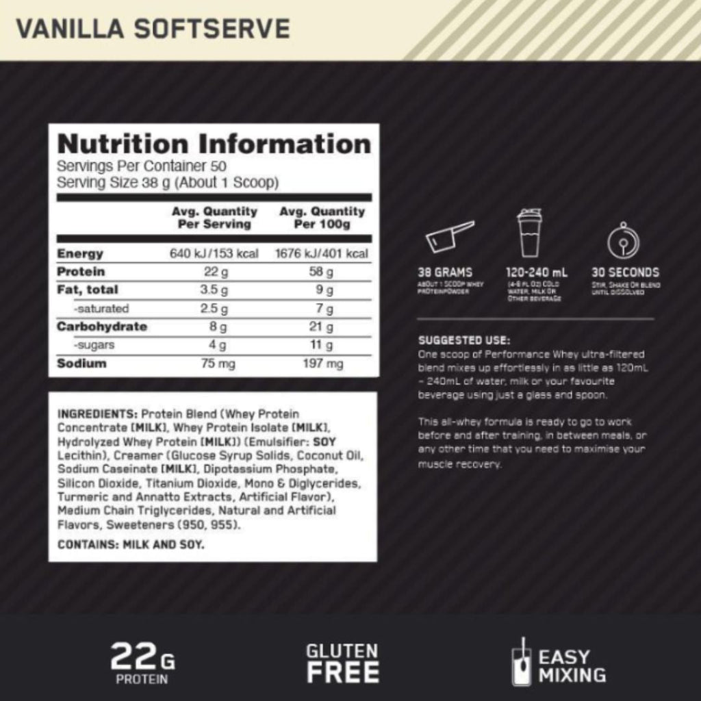 Performance Vanilla Softserve 1.95Kg Whey Protein