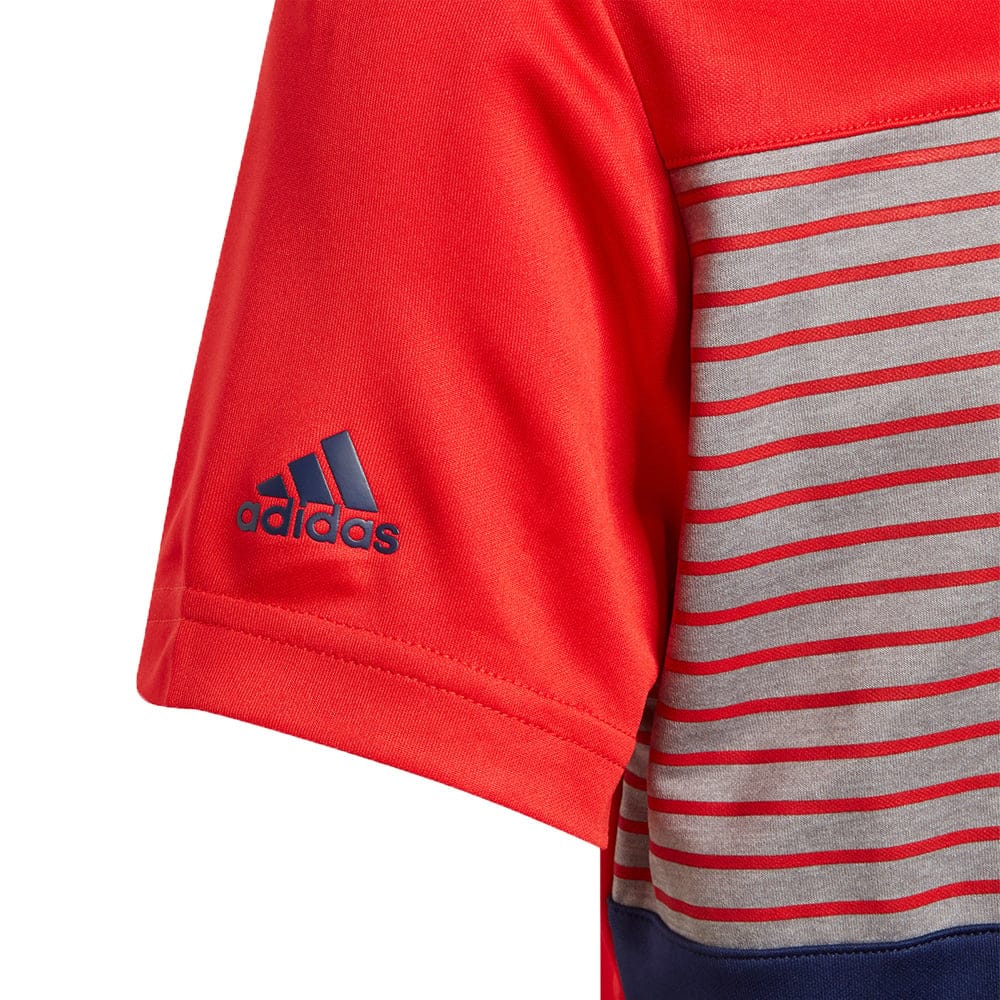 adidas Golf Engineered Stripe Junior Polo Shirt - Dark Blue/Red