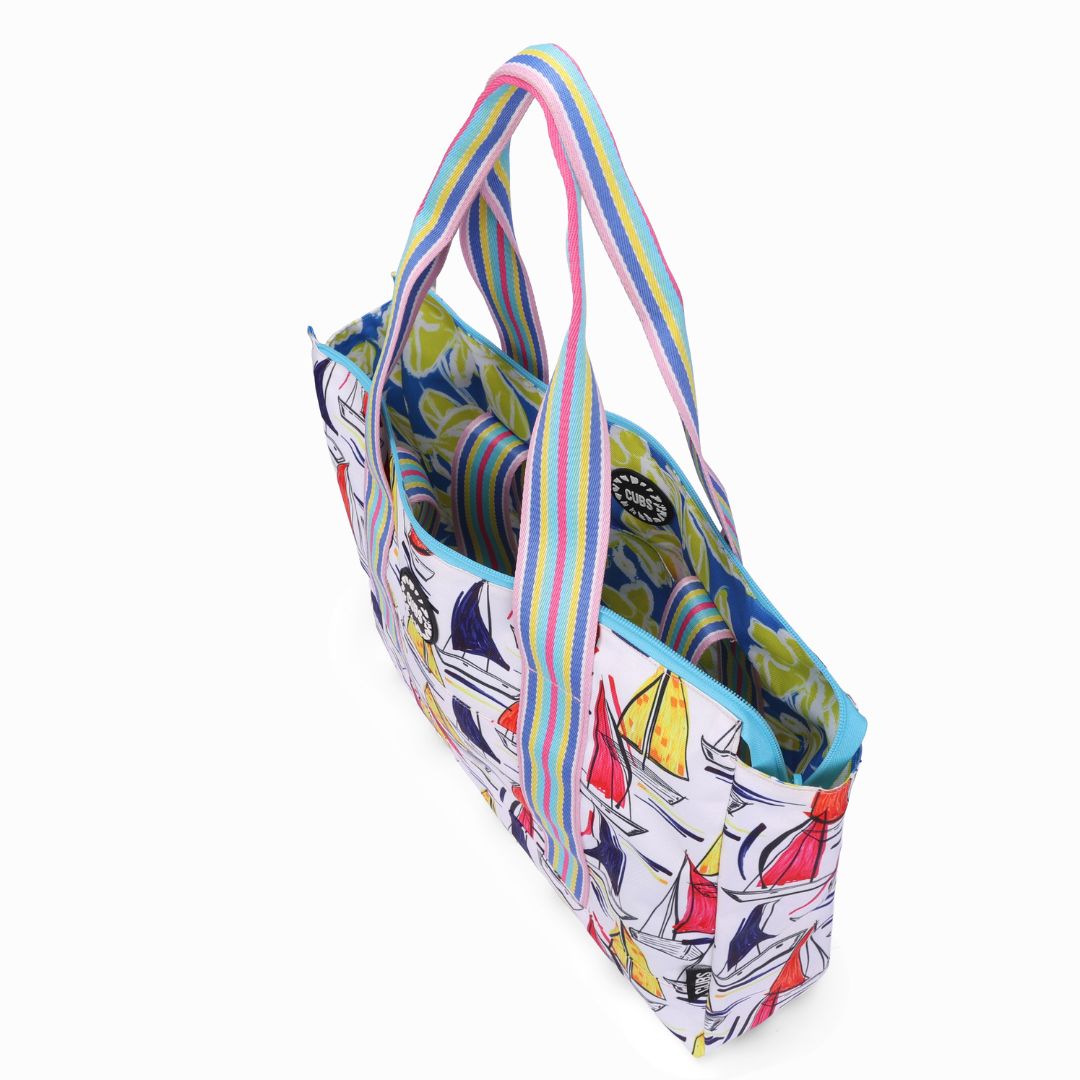 Ships and Flowers Double Face Tote Bag 19 L