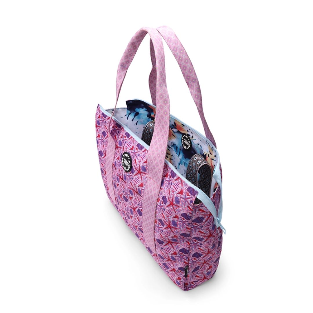 Bluish Tie Dye and Pinky Stars Double Face Tote Bag 19 L