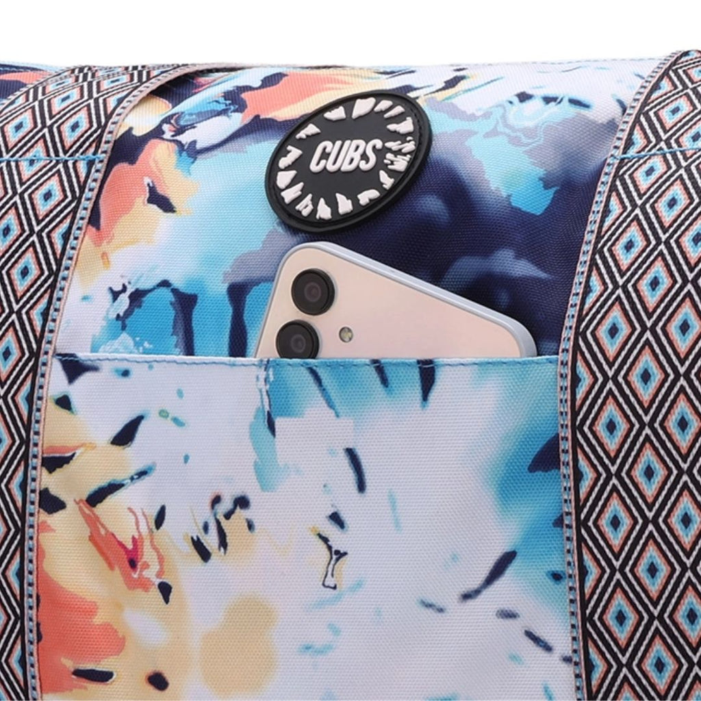 Bluish Tie Dye and Pinky Stars Double Face Tote Bag 19 L