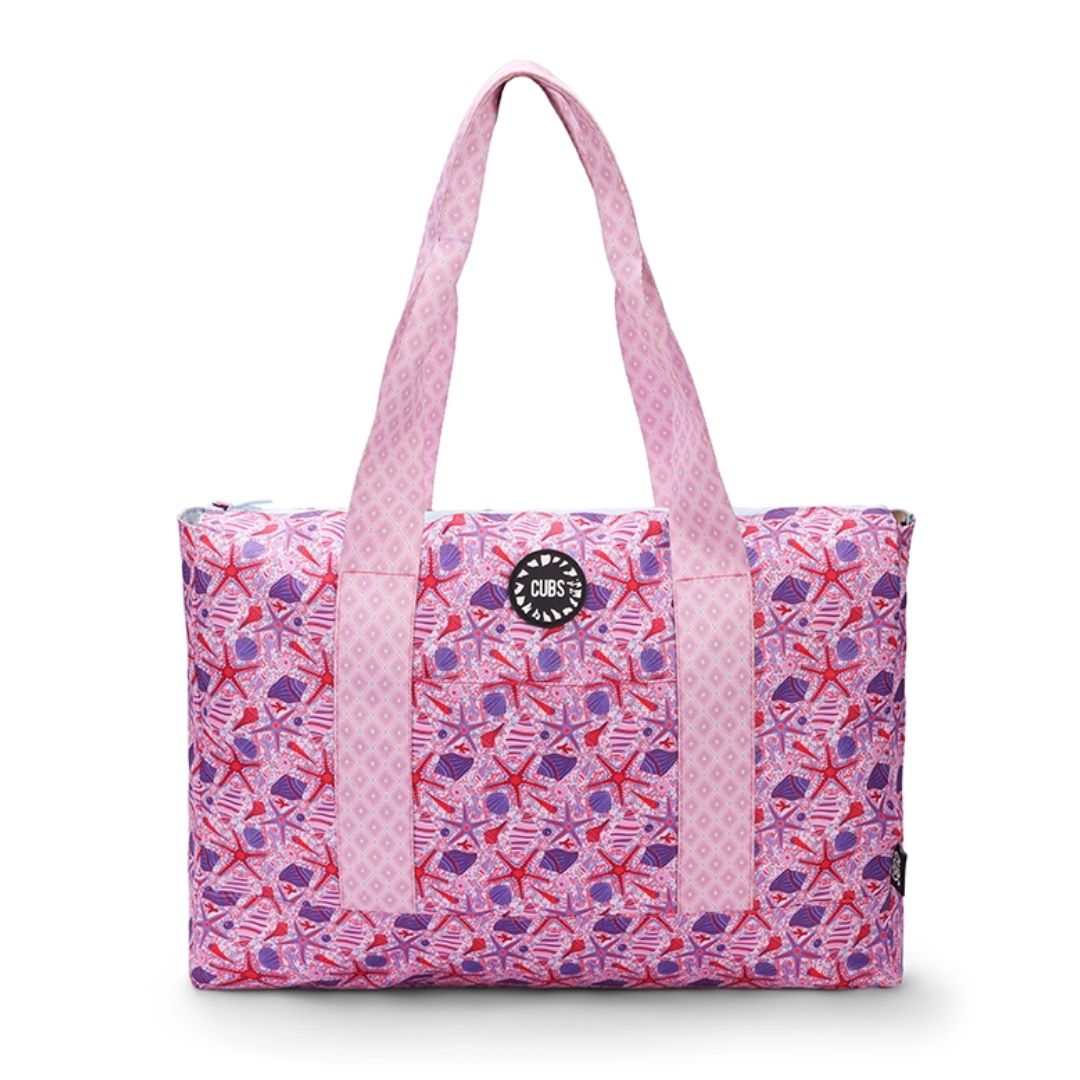 Bluish Tie Dye and Pinky Stars Double Face Tote Bag 19 L