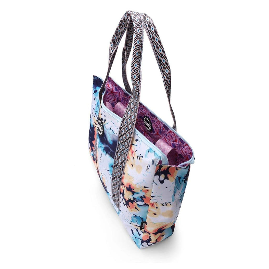 Bluish Tie Dye and Pinky Stars Double Face Tote Bag 19 L