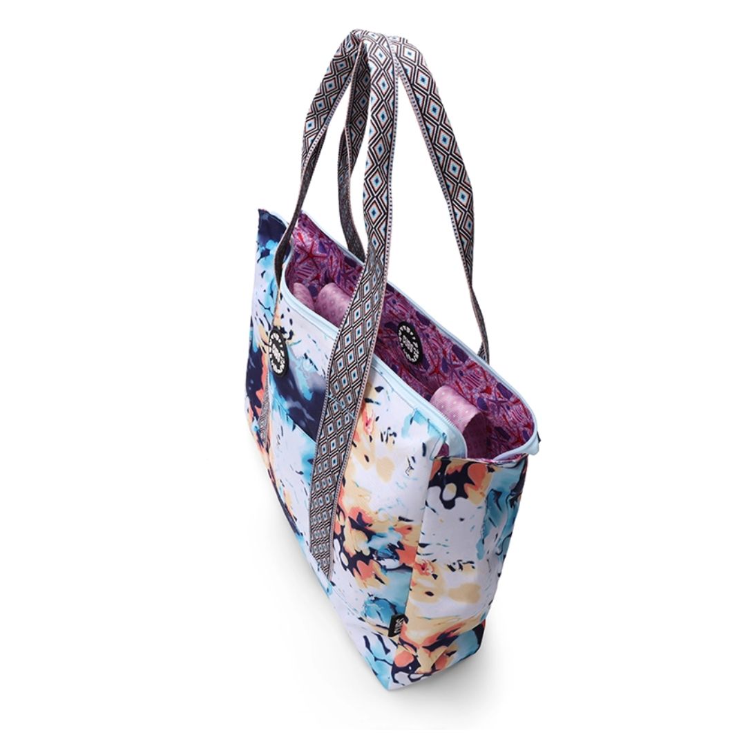 Bluish Tie Dye and Pinky Stars Double Face Tote Bag 19 L