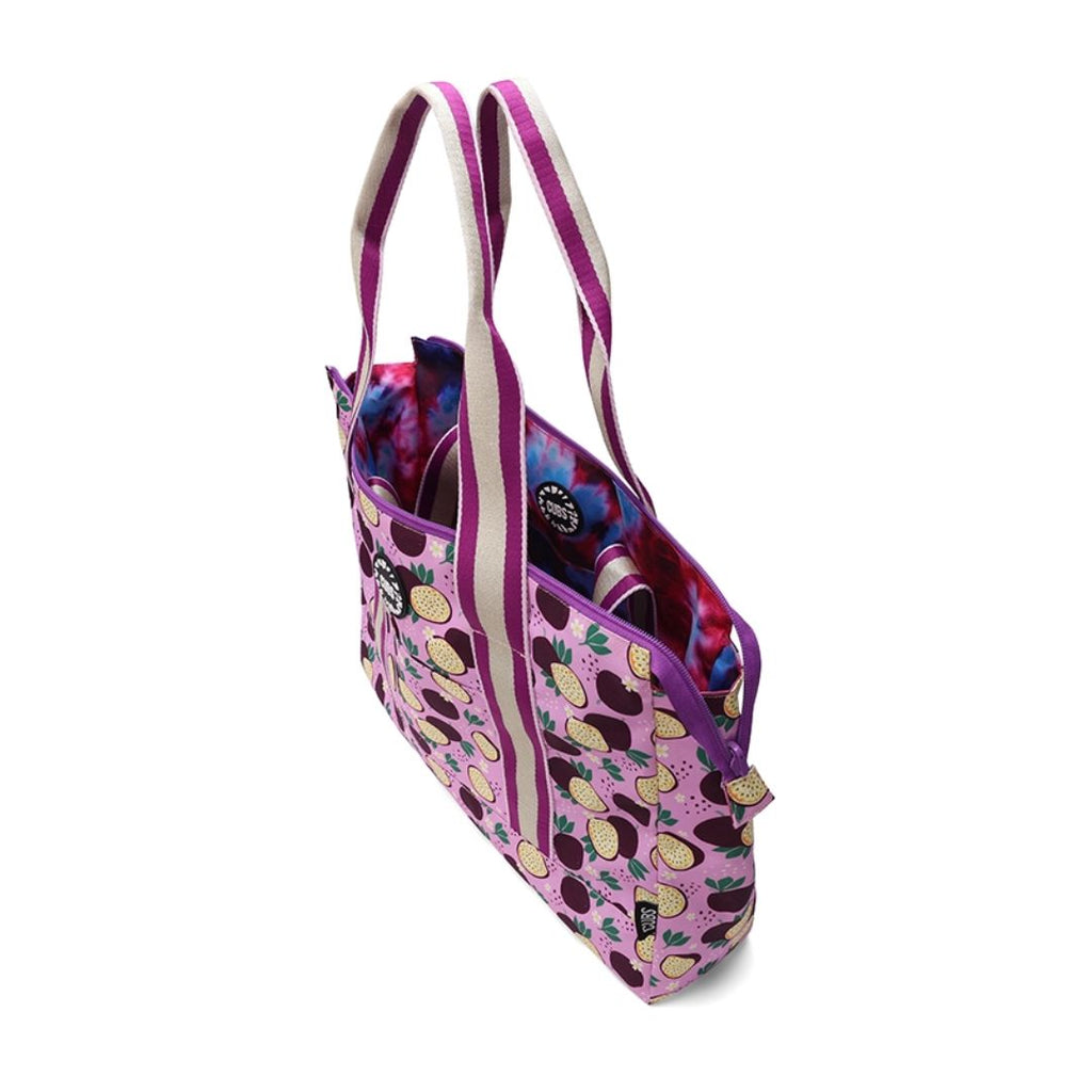 Passion Fruits and Purple Tie Dye Double Face Tote Bag 19 L