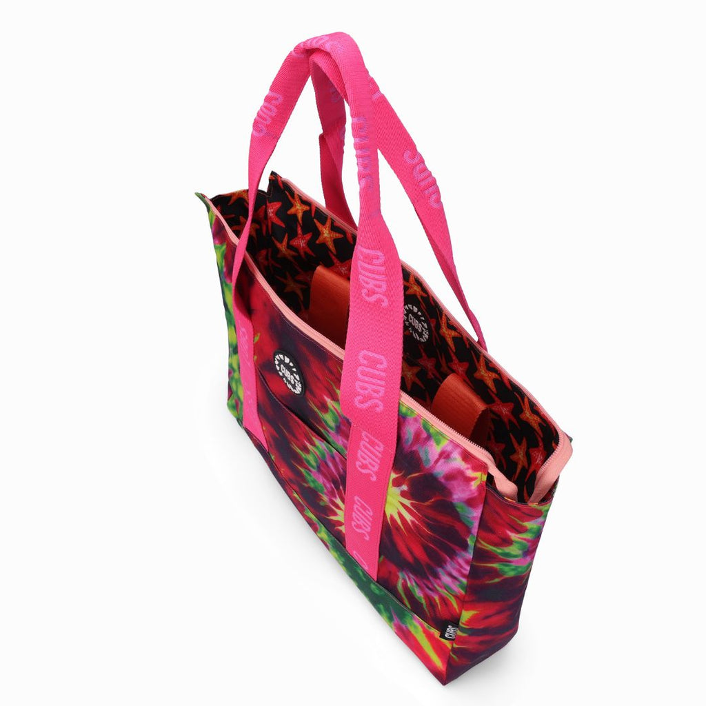 Tie Dye and Black Stars Double Face Tote Bag 19 L