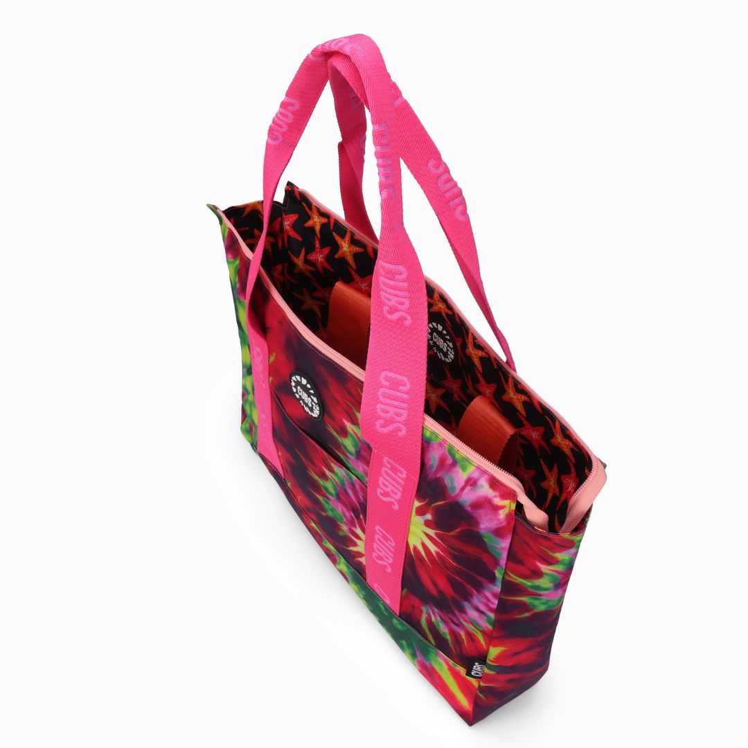 Tie Dye and Black Stars Double Face Tote Bag 19 L