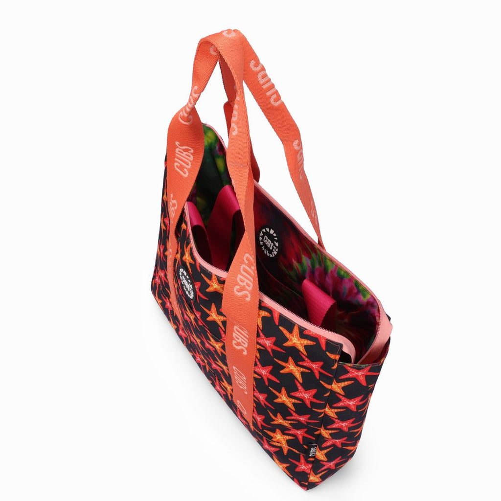 Tie Dye and Black Stars Double Face Tote Bag 19 L