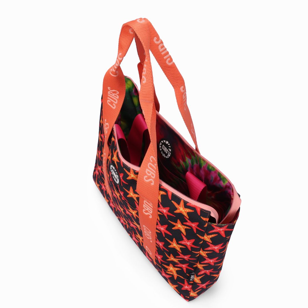 Tie Dye and Black Stars Double Face Tote Bag 19 L