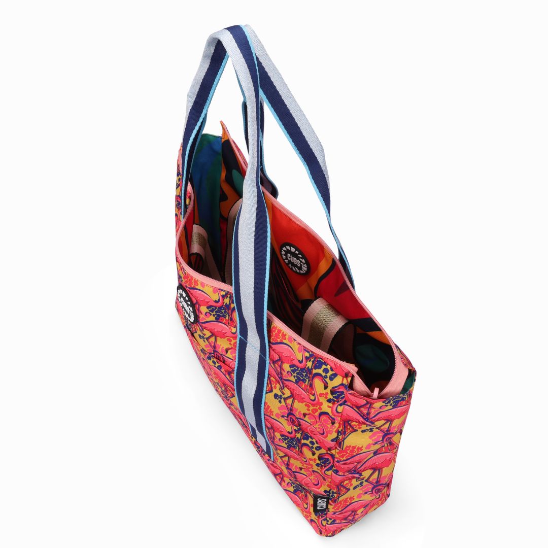 Swirls and Flamingos Double Face Tote Bag 19 L