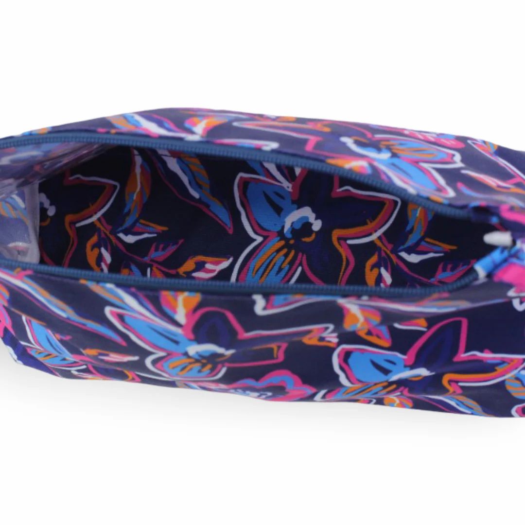 Navy Flowers Large Pouches
