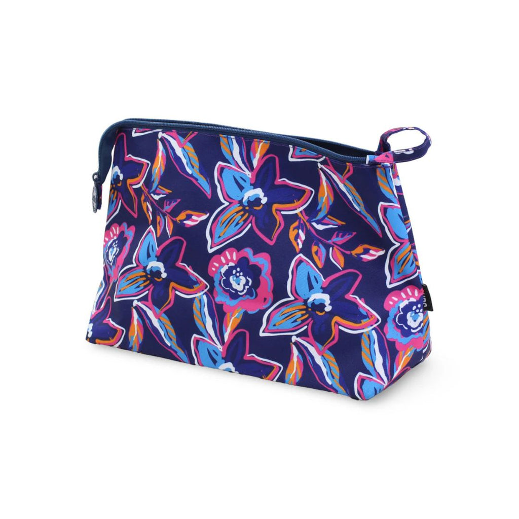 Navy Flowers Large Pouches