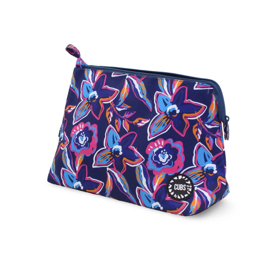Navy Flowers Large Pouches