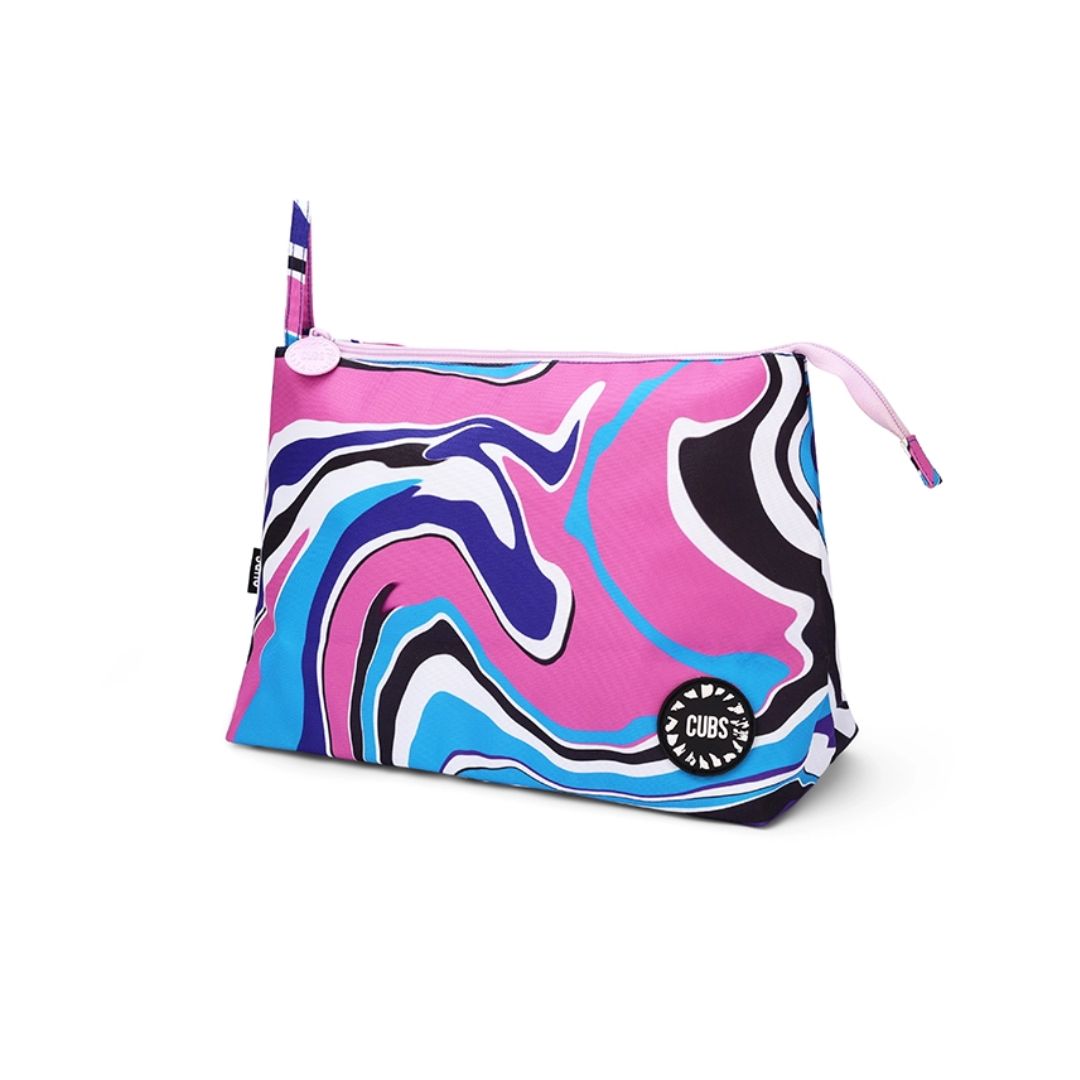 Pink and Turquoise Swirls Large Pouches