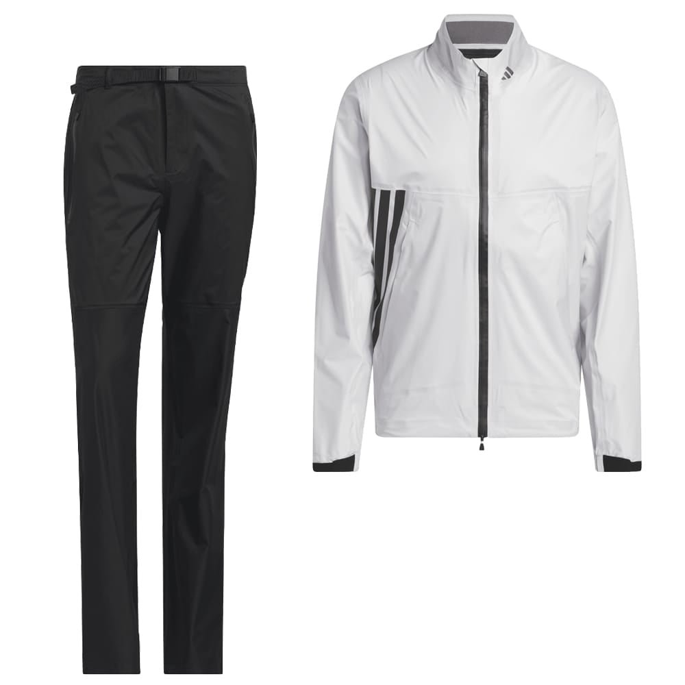 adidas Ultimate365 Tour Climaproof+ Waterproof Full-Zip Rain Suit - Grey One/Black