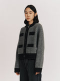 Bb Wallace Wool-Blend Colorblock Cardigan — Gray