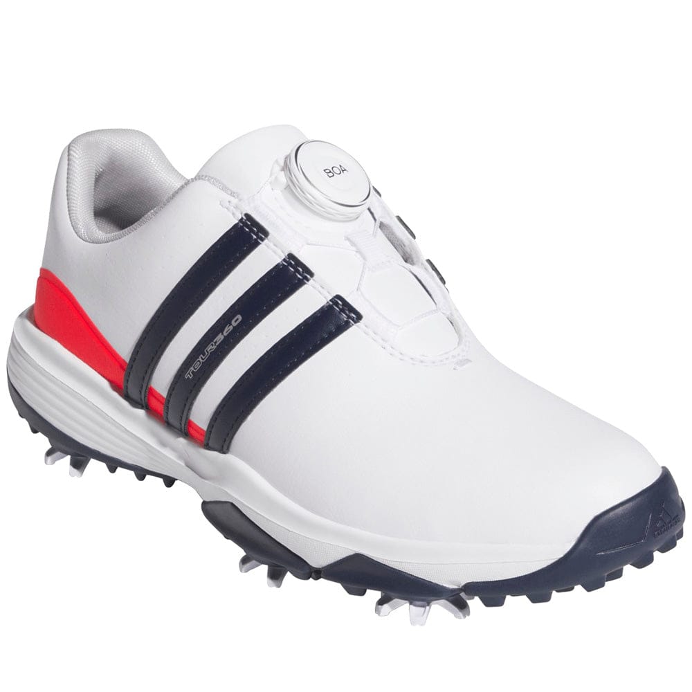 adidas Tour360 24 Boa Junior Golf Shoes - Cloud White/Collegiate Navy/Lucid Red