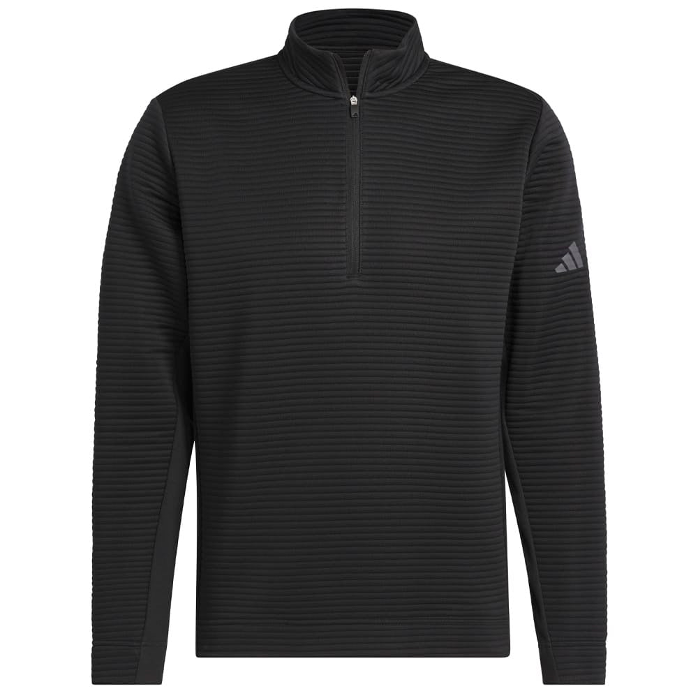 adidas Ultimate365 DWR Textured 1/4 Zip Arm Logo Sweatshirt - Black