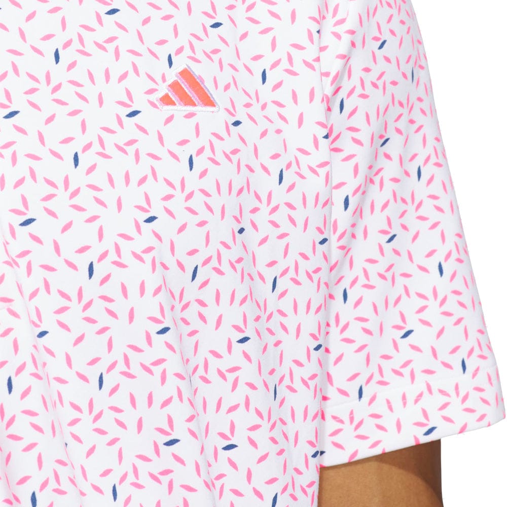 adidas Ultimate365+ Soft Print Polo Shirt - White/Lucid Pink
