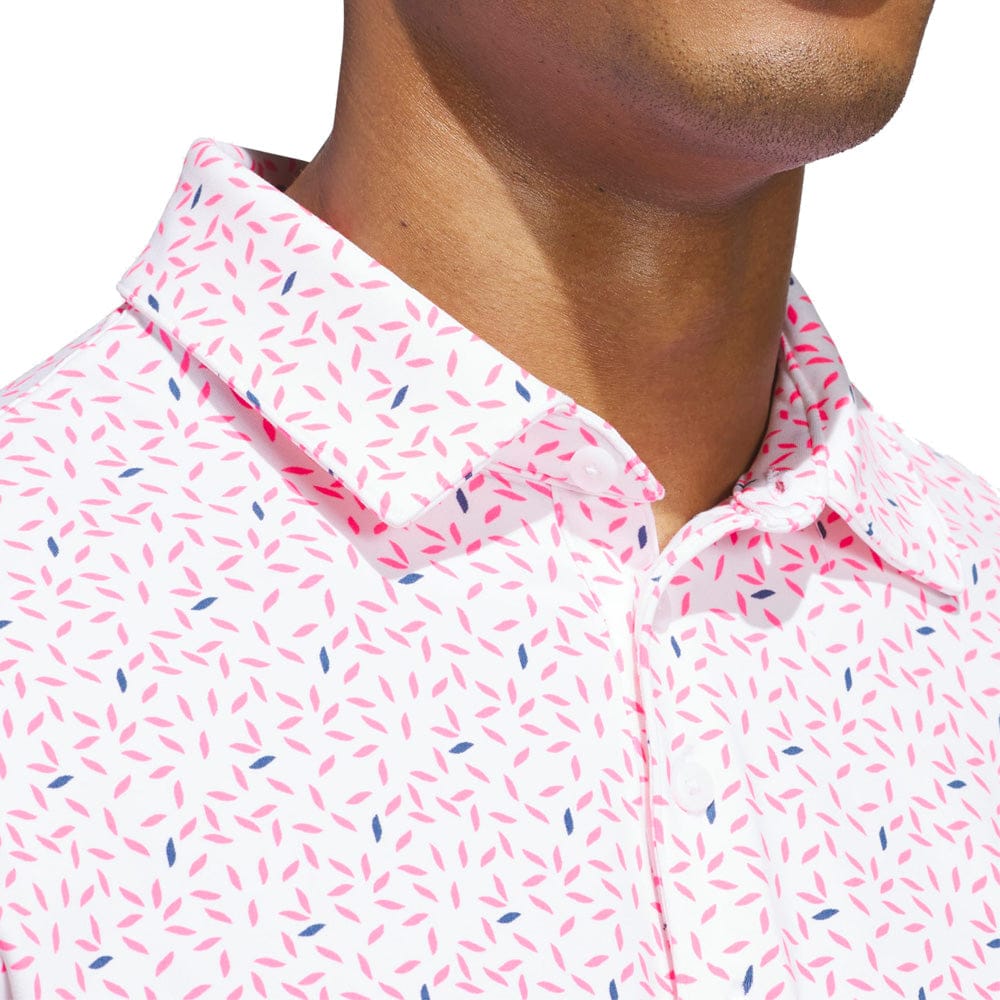 adidas Ultimate365+ Soft Print Polo Shirt - White/Lucid Pink