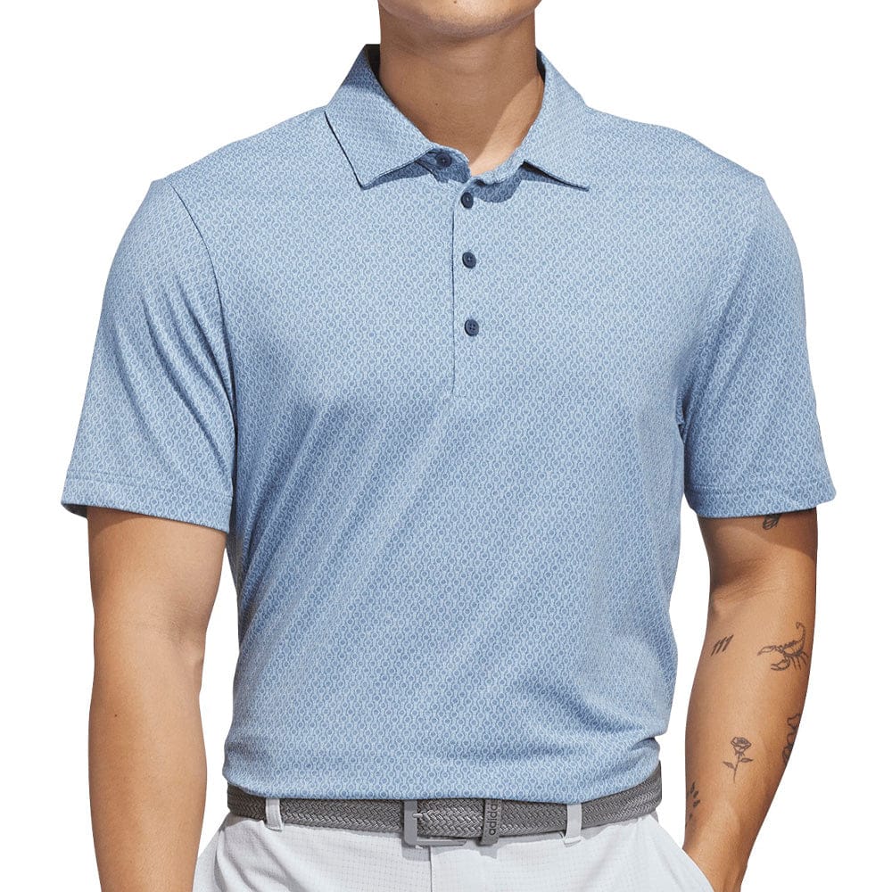 adidas Ultimate365+ Go-To Print Polo Shirt - Dusky Petrol/Crystal Sky