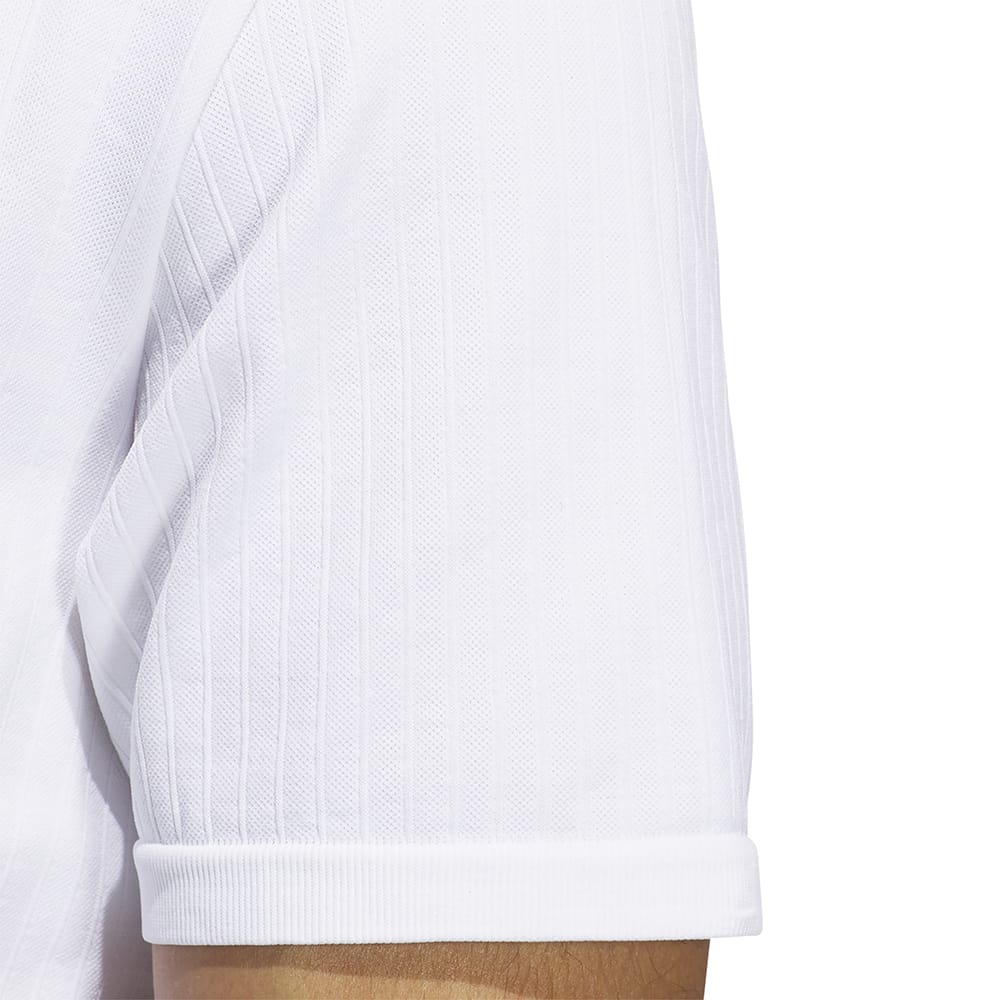 adidas Ultimate 365 Tour Primeknit Striped Polo Shirt - White