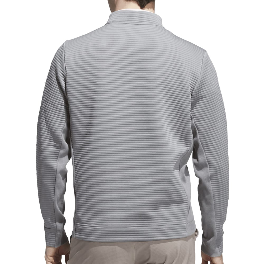 adidas Ultimate365 DWR Textured 1/4 Zip Chest Logo Sweatshirt - Grey Three