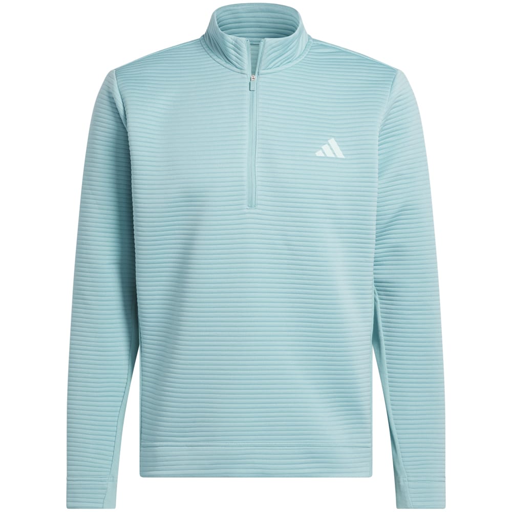 adidas Ultimate365 DWR Textured 1/4 Zip Chest Logo Sweatshirt - Mint Ton