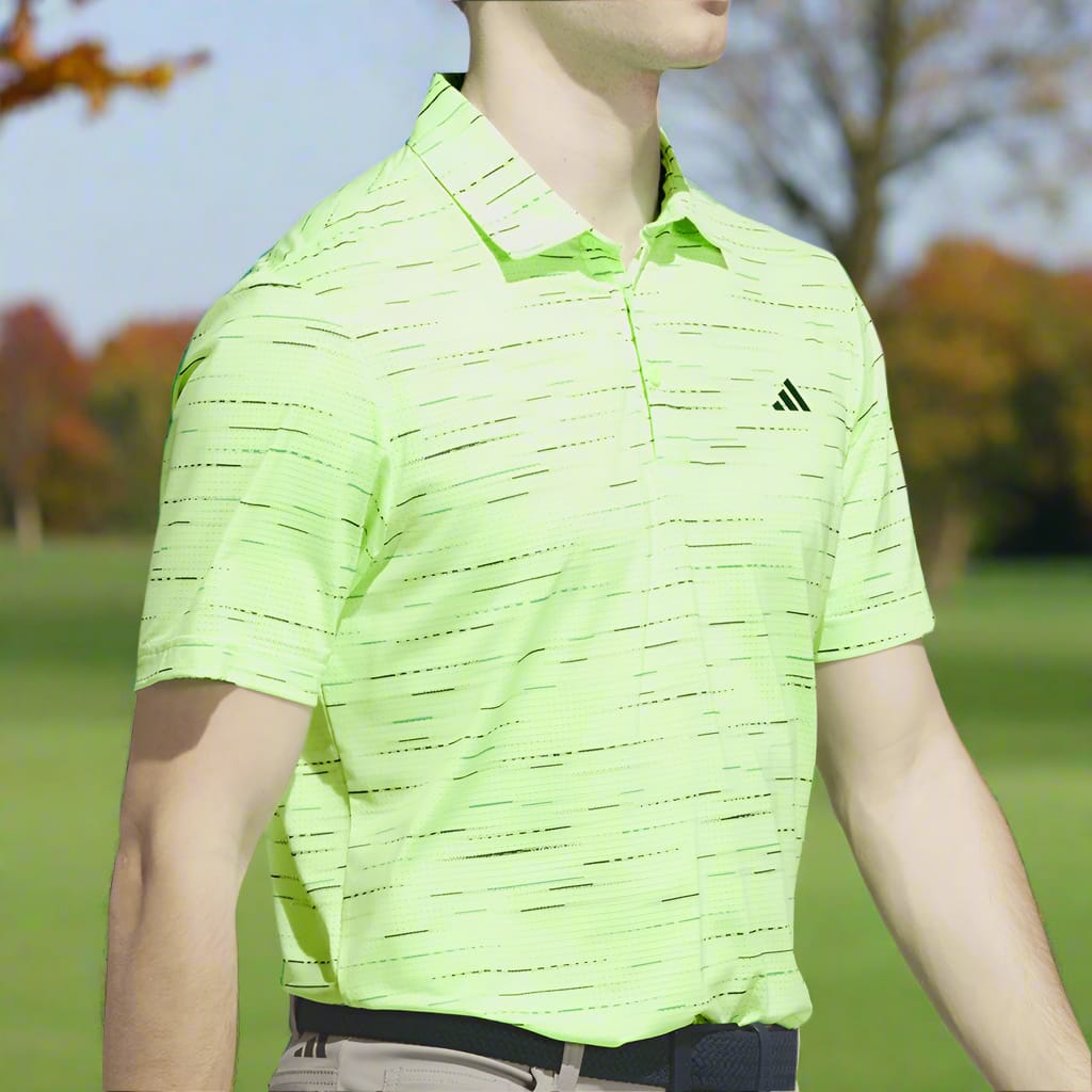 adidas Ultimate365 Mesh Glimmer Print Polo Shirt - Lime Burst