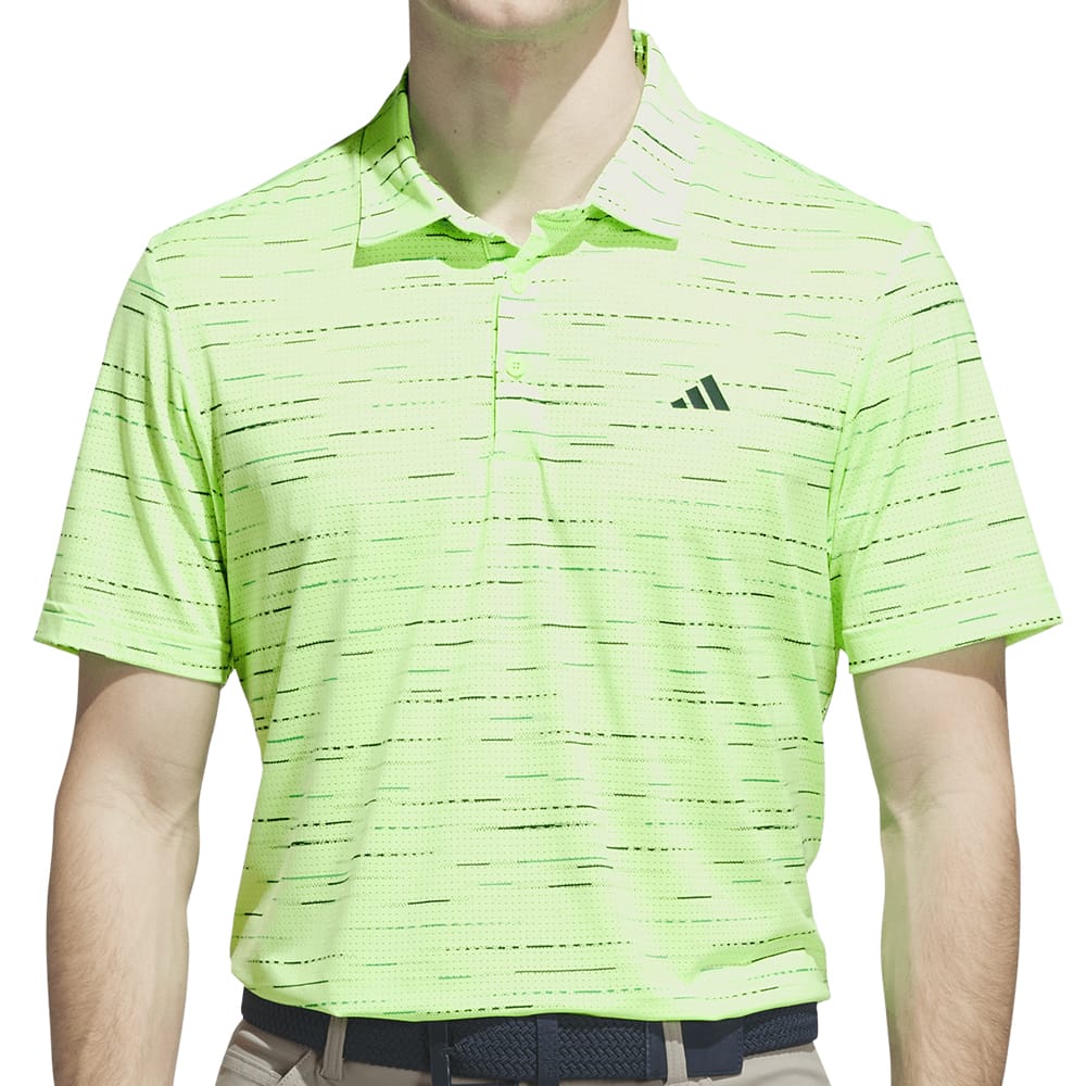 adidas Ultimate365 Mesh Glimmer Print Polo Shirt - Lime Burst