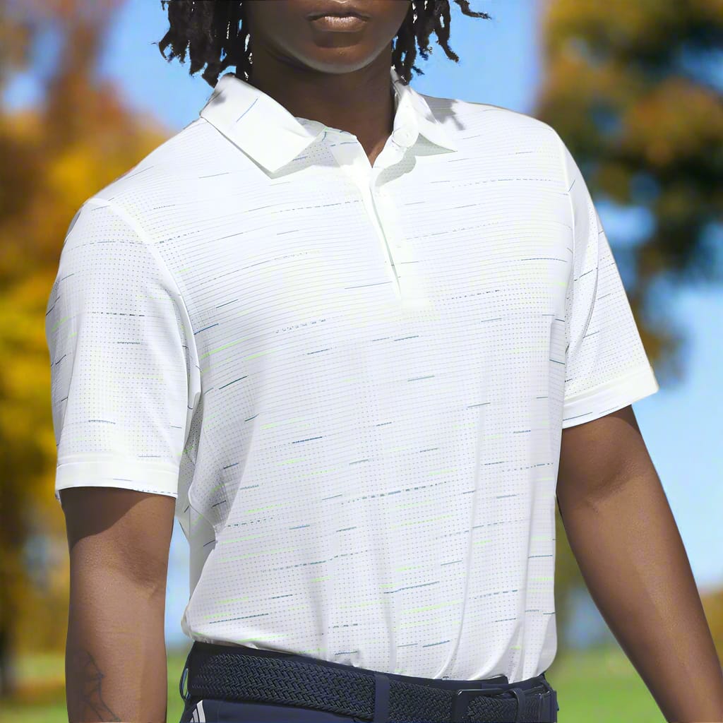 adidas Ultimate365 Mesh Glimmer Print Polo Shirt Sleeve Logo - White