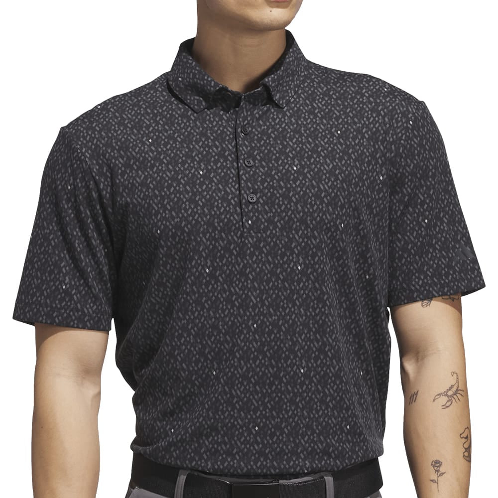 adidas Ultimate365 Micro Argyle Polo Shirt - Black/Carbon