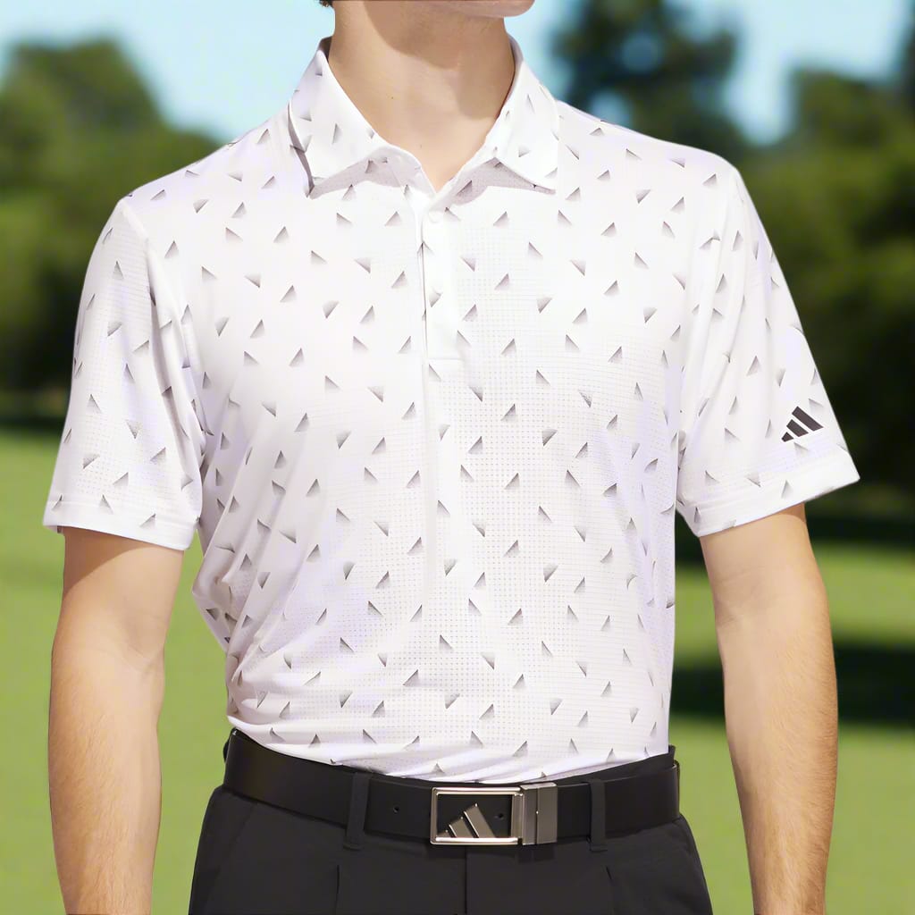 adidas Ultimate365 Printed Mesh Polo Shirt - White/Black