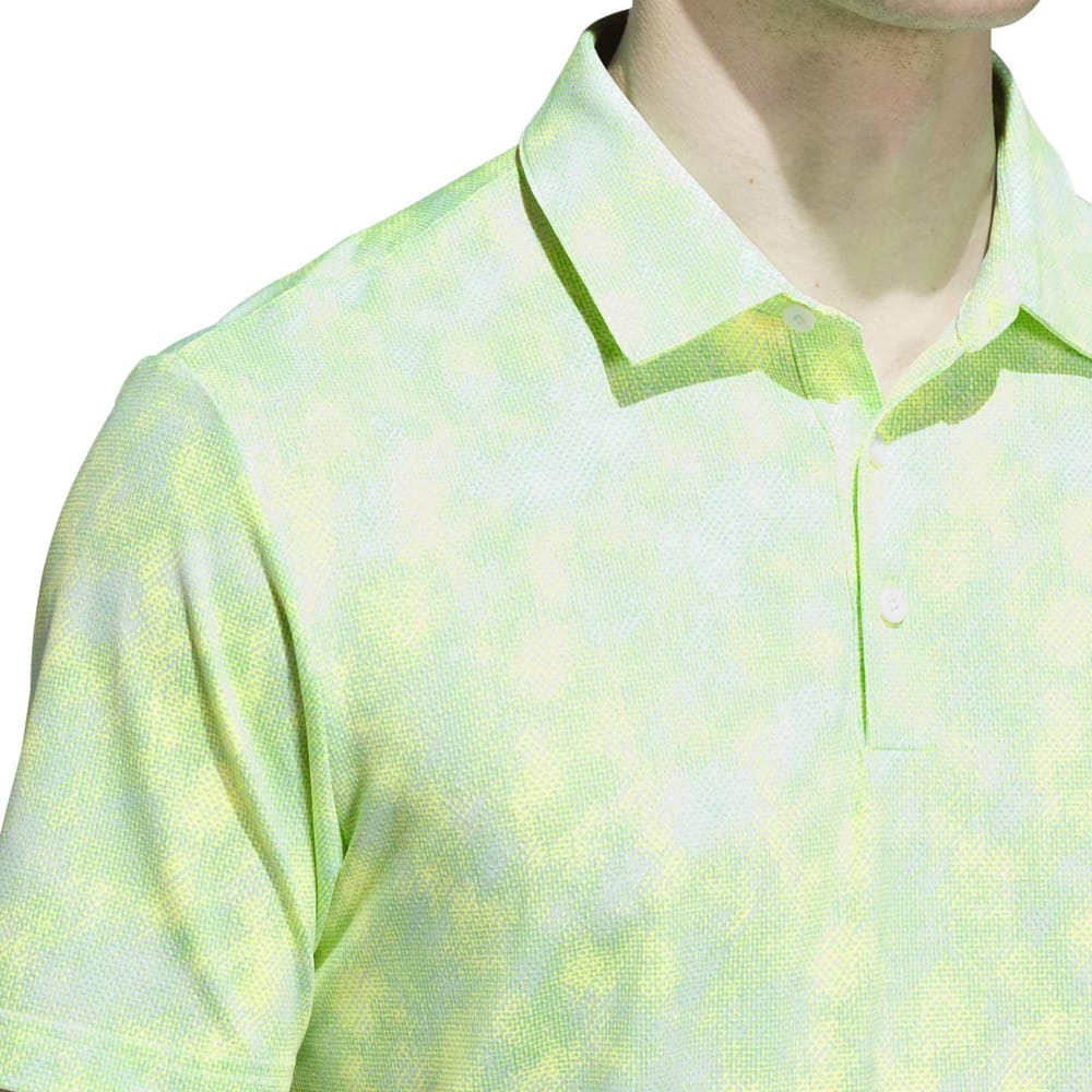adidas Ultimate365 Textured Print Polo Shirt - White/Lime Burst