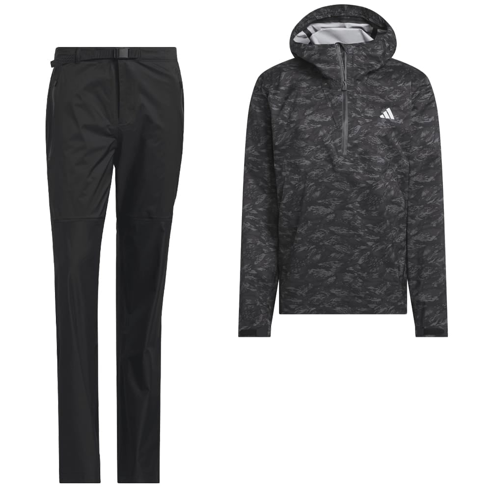 adidas Ultimate365 Tour Climaproof+ Waterproof Parka Rain Suit - Black