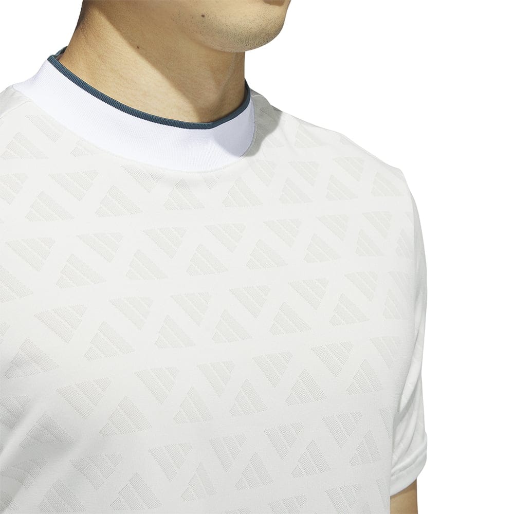 adidas Jacquard Mock Polo Shirt - Grey One/White