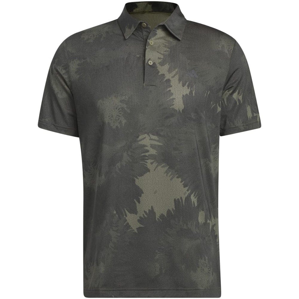 adidas Flower Mesh Polo Shirt - Olive Strata/Black