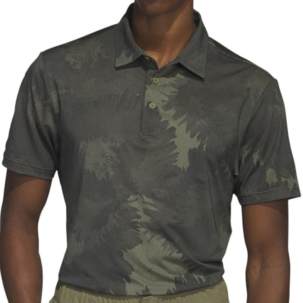 adidas Flower Mesh Polo Shirt - Olive Strata/Black