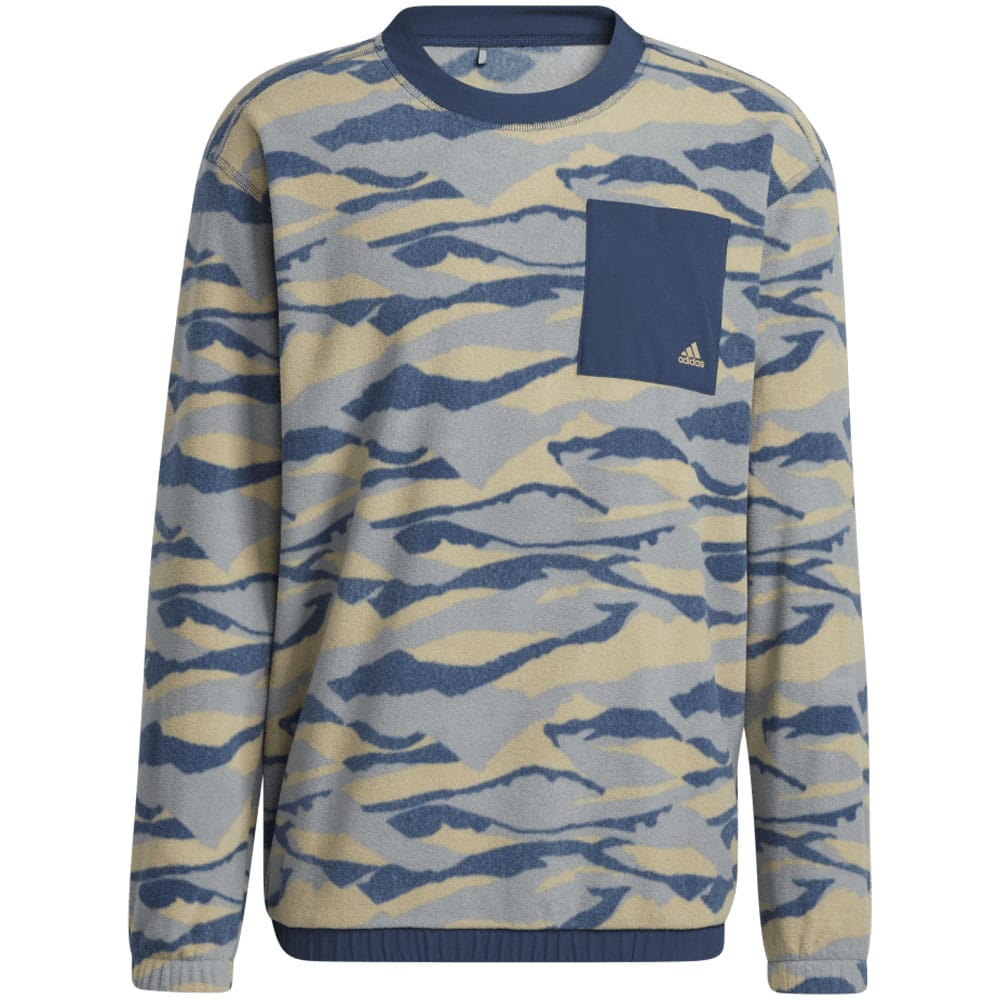adidas Texture Print Crew Neck Sweatshirt - Hemp/Crew Navy/Grey Three