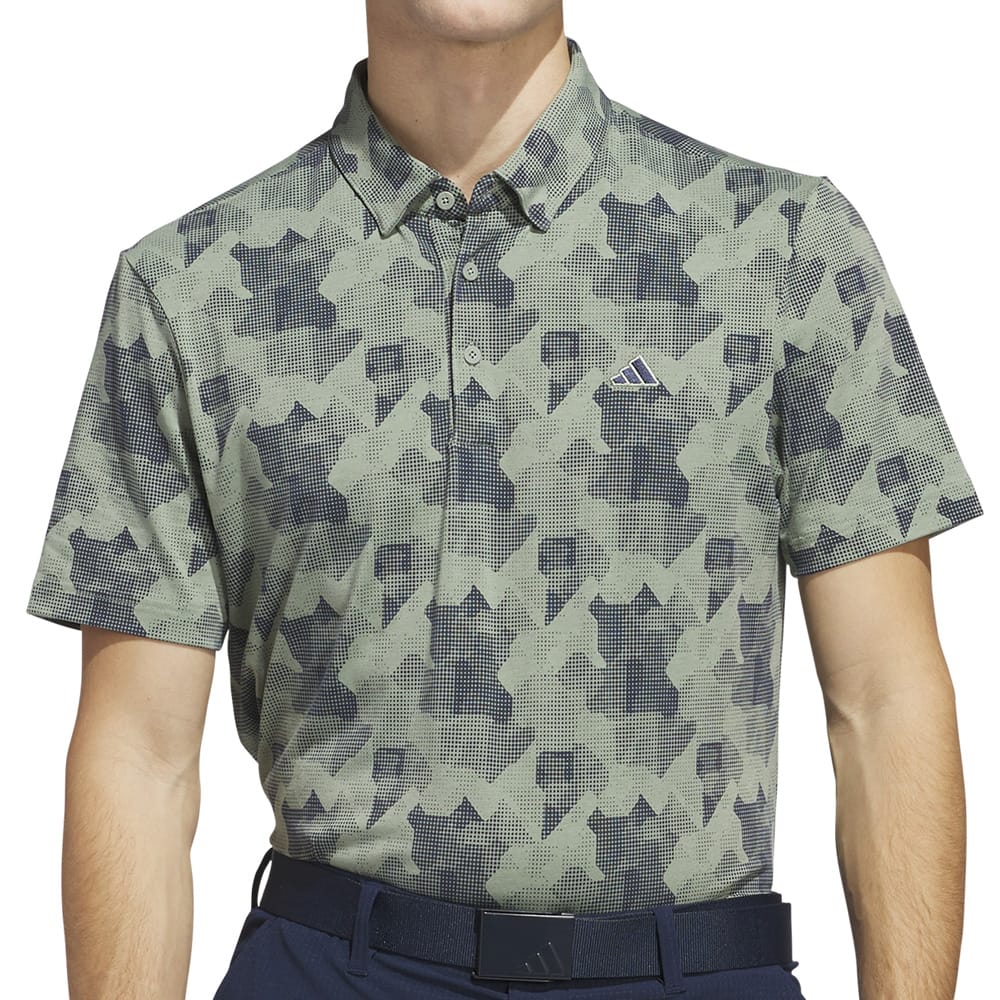 adidas Go-To Printed Polo Shirt - Silver Green/Collegiate Navy